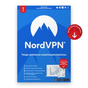 NordVPN Standard – pakiet VPN + zabezpieczenia – 6 urządzeń, 1 rok